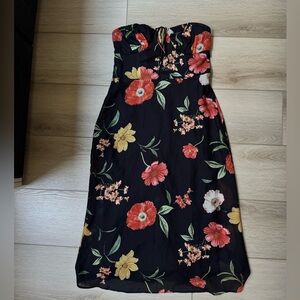 Urban Outfitters Strapless Floral Dress - Black with Red and Yellow
